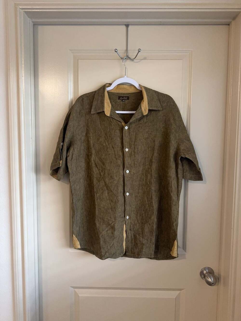 Keten Linen & Cotton Short Sleeve Button Down Shirt Size 44